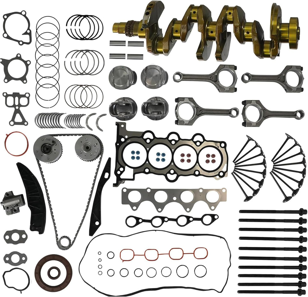 G4FC G4FG Engine Overhaul Rebuild Kit Head Gasket Set Timing Chain Kit & VVT Crankshaft Connecting Rods & Pistons Fit for Hyundai Accent Veloster Elantra Kia Soul Seltos 2010-2020 1.6L 23110-2B000