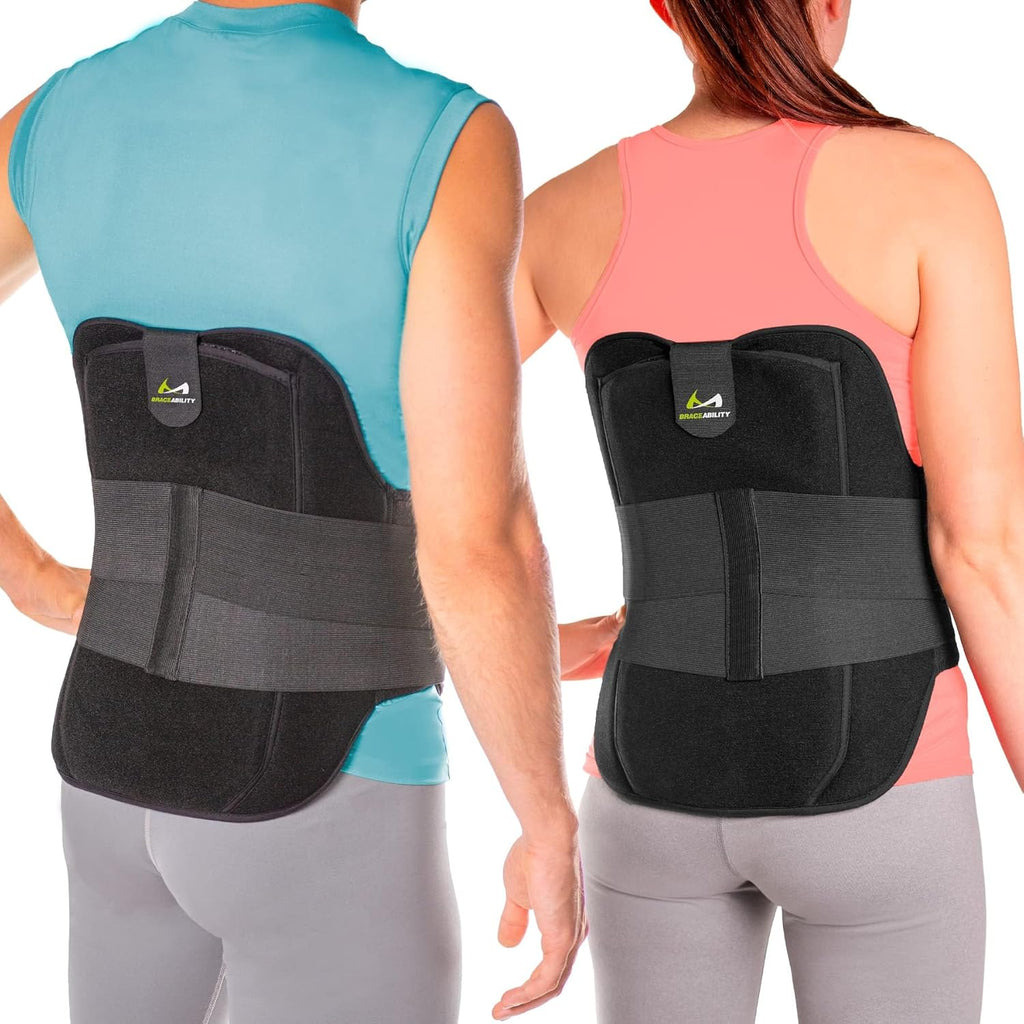BraceAbility LSO Back Brace for Women and Men - Medical-Grade Lumbar Brace for Herniated Disc, Sciatica, Spinal Stenosis, Spondylolisthesis, Post-Surgery Recovery, Hot and Cold Therapy (M)