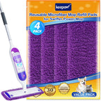 KEEPOW Reusable Microfiber Mop Pads Compatible with Swiffer PowerMop 4 Pack, Power Mop Pads Refills for 13 ''-15 '' Spray Mop, Machine Washable Pad Replacement for Multi-Surface Floor Cleaning