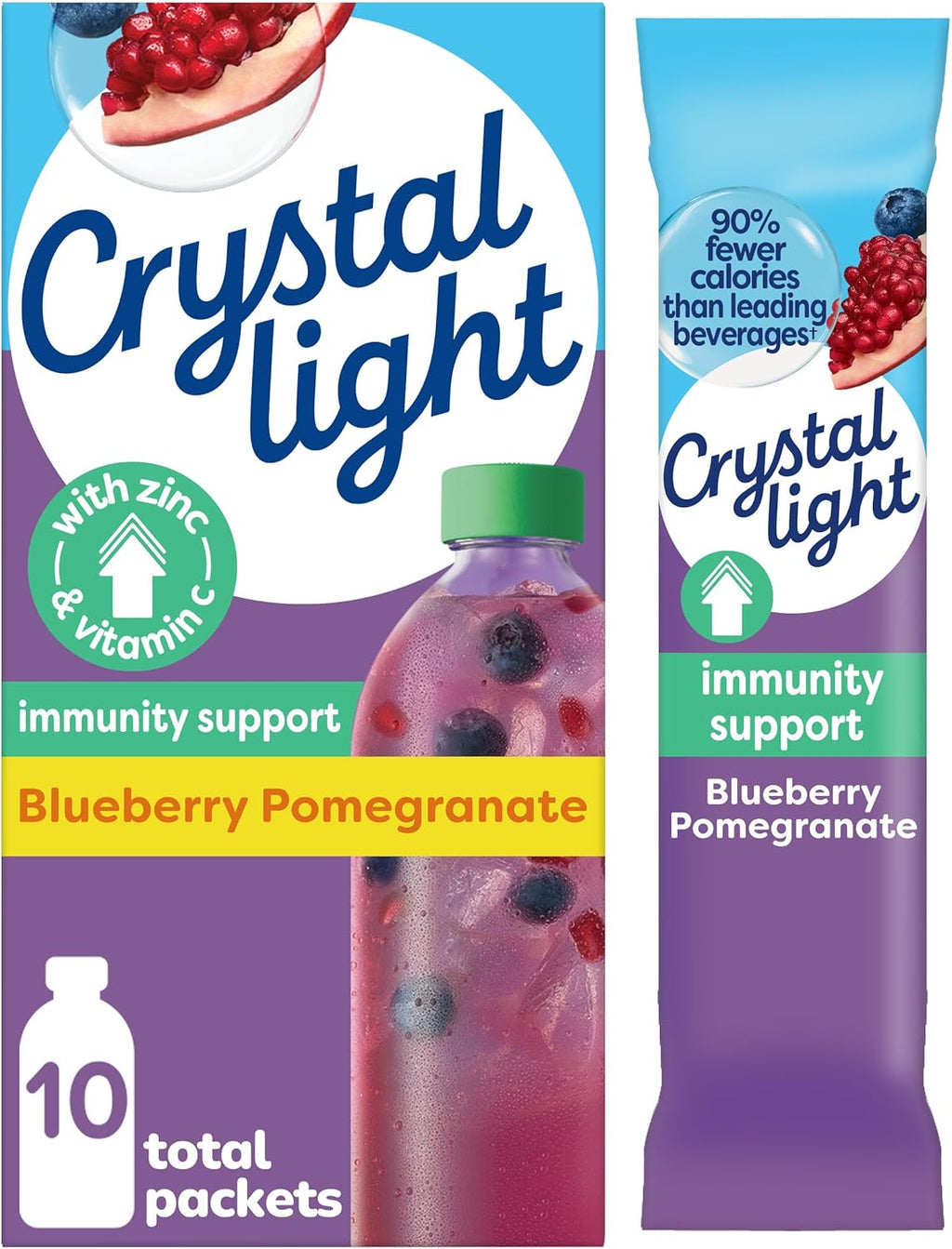 Crystal Light Immunity Support Blueberry Pomegranate naturally flavored with other natural flavor Powdered Drink Mix, .07 oz Packets, 10 per Box
