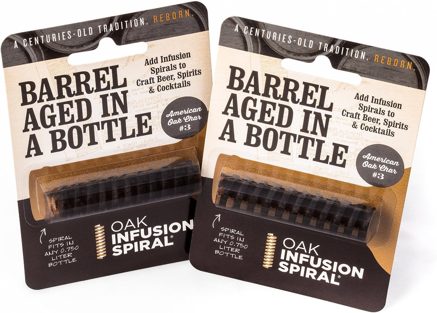 2 Pack - Barrel Aged in a Bottle Oak Infusion Spiral. Barrel Age Your Whiskey
