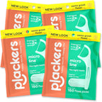 Plackers Micro Mint Dental Flossers, Fold-Out Toothpick, Super Tuffloss, Easy Storage with Sure-Zip Seal, Fresh Mint Flavor, 150 Count (Pack of 4)
