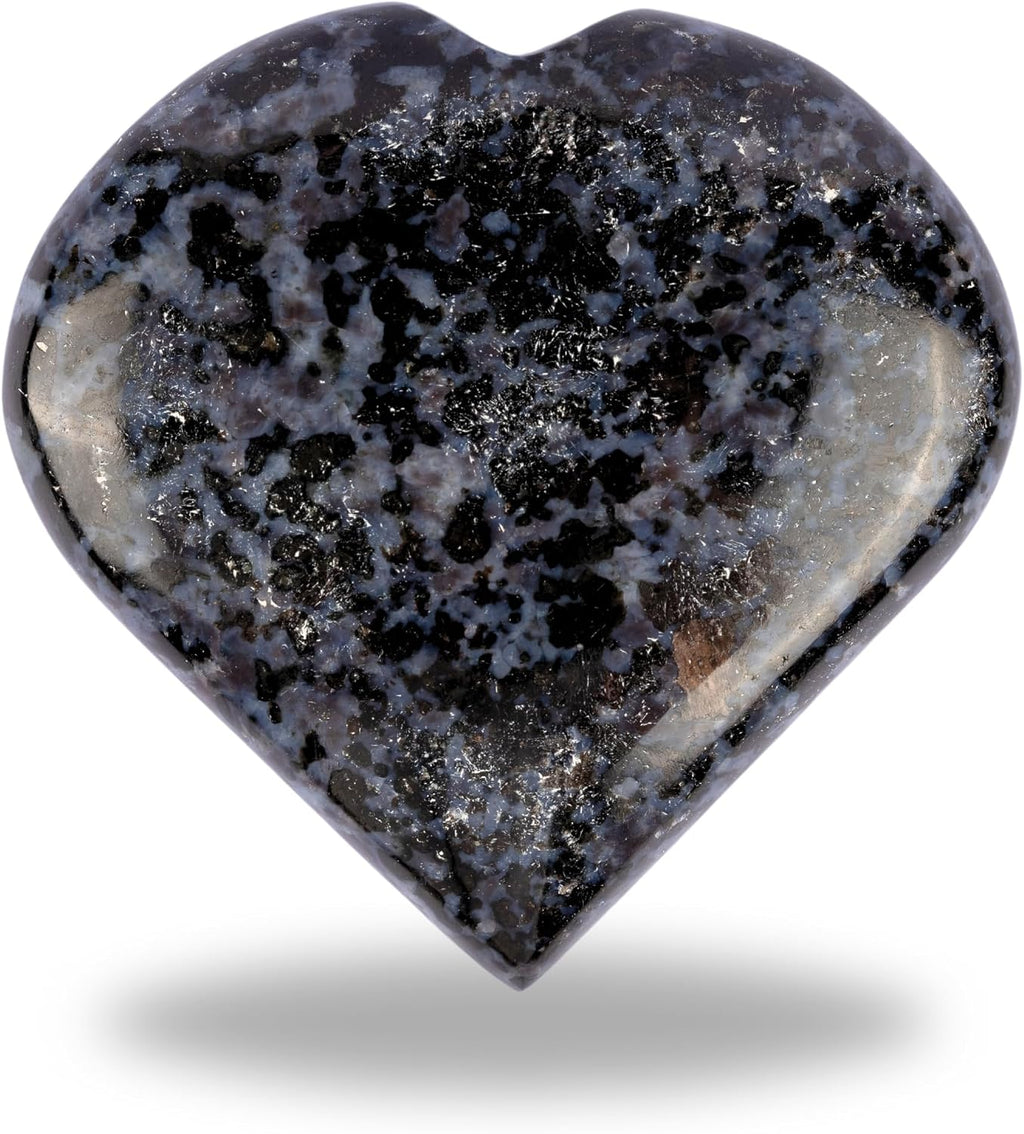 Indigo Gabbro Heart Palm Stone, Heart Shaped Crystals and Healing Stones- Pocket Worry Stone for Anxiety and Stress Relief - Healing Crystals for Meditation, Reiki, Spiritual and Crystal Gifts