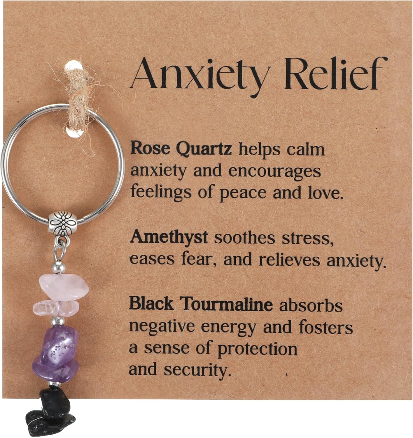 Nogeqi Natural Crystal Keychain for Anxiety Relief, New Beginnings Healing Crystal Key Chain Gifts Keychain for Women Friends Good Luck Retirement Small Healing Stones Gifts