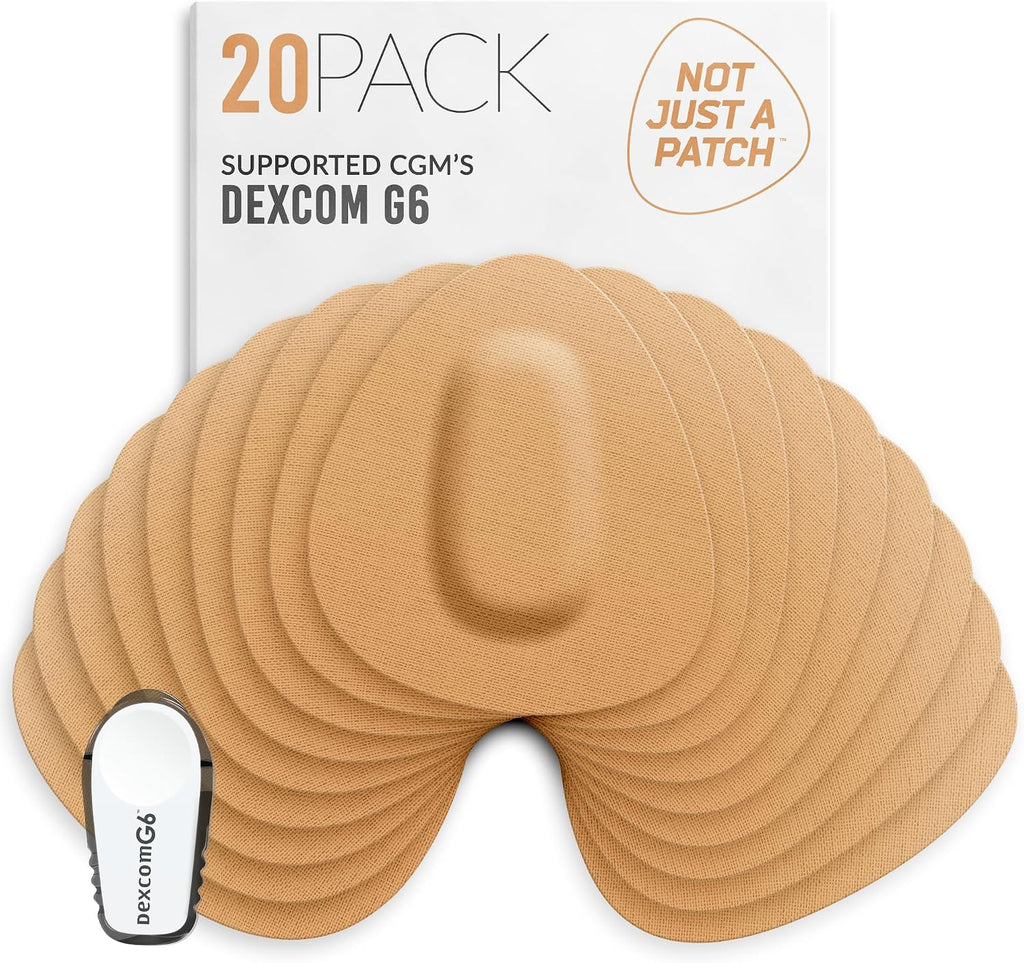 Not Just A Patch Dexcom G6 Adhesive Patches (20 Pack) - Dexcom G6 Stickers Adhesive Patches for Skin - Water Resistant Dexcom Overpatch G6 for Active Lifestyle 10-14 Days - Beige