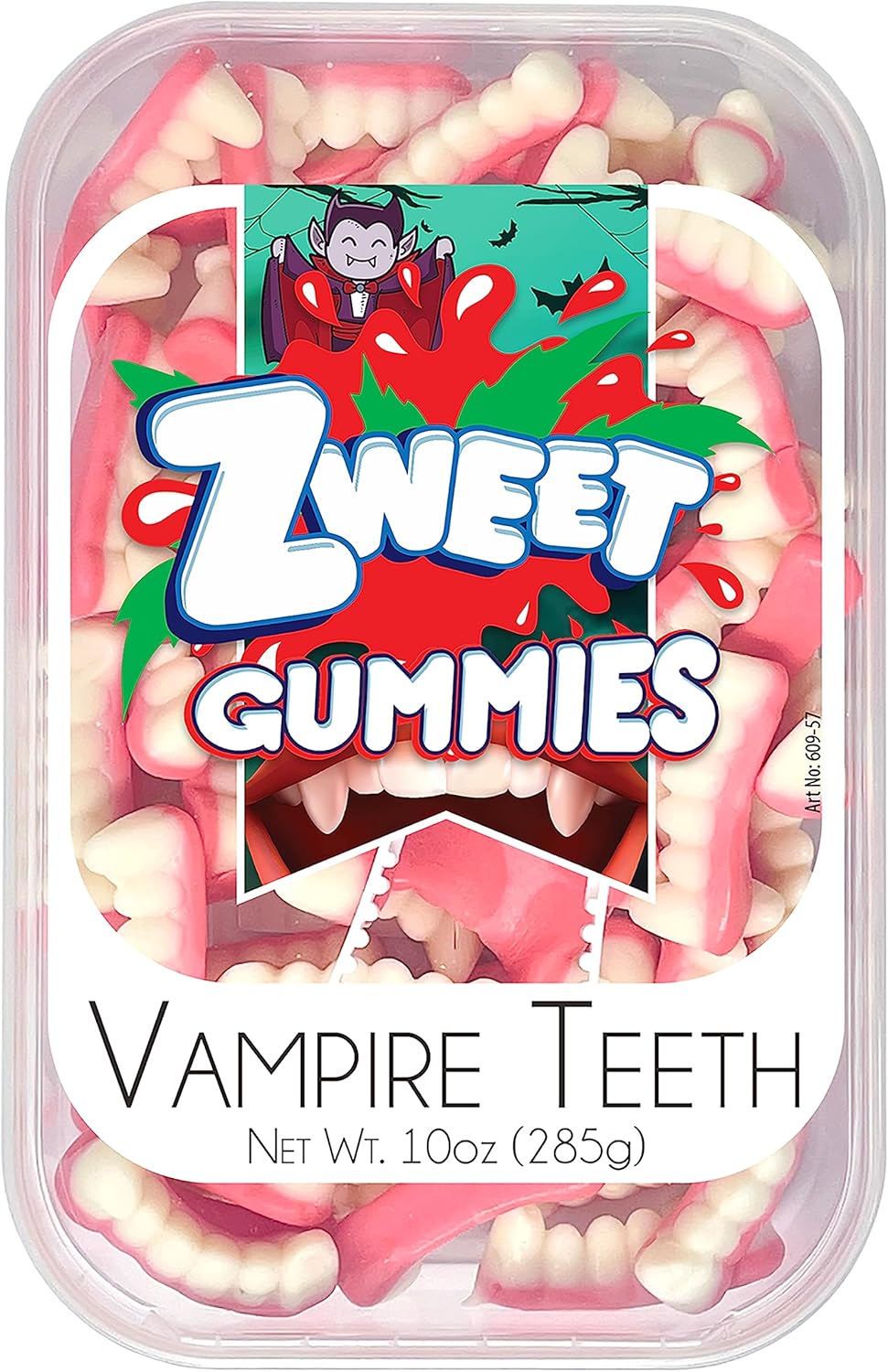 Zweet Gummy Candy Vampire Teeth Chewy Candy 10 Ounce – Gummy Kosher Candy, Halal Candy– Resealable Pack of Gummy Candy