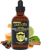 PURA D'OR 4 Oz ORGANIC Beard Softening Oil - Original Sandalwood Scent - Leave-In Conditioner, Argan & Jojoba Oil - Mustache Care & Maintenance, Increase Softness & Strength - Beard Hair, Skin & Face