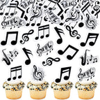 Ercadio 40Pcs Edible Music Notes Cupcake Toppers Black Musical Symbol Cupcake Picks for Musical Theme Baby Shower Music Lover Birthday Concert Party Cake Decorations Supplies