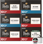 Peet's Coffee, Keurig K-Cup Pods Variety Pack, 100% Arabica Coffee - Major Dickason's Blend, Big Bang, French Roast, Café Domingo, Organic Alma De La Tierra, House Blend, 60 CT (6 Boxes of 10 Pods)