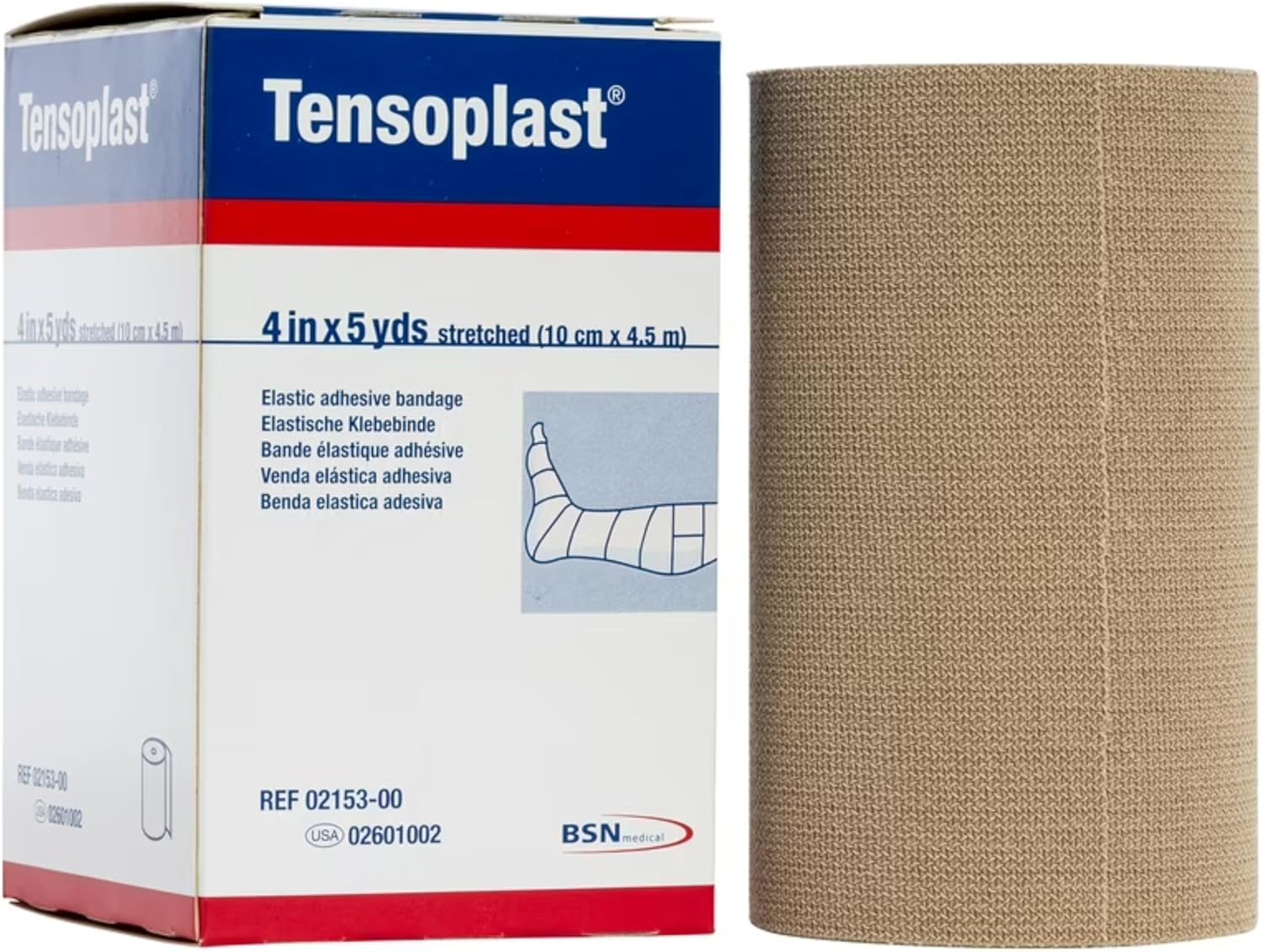Tensoplast Elastic Adhesive Bandage 4" x 5 Yd Medium Compression 02601002