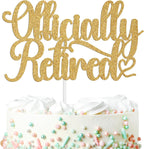 Officially Retired Cake Topper, I'm Retired, Hello Pension, Happy Retirement Party Decorations Supplies for Men Women, Gold Glitter
