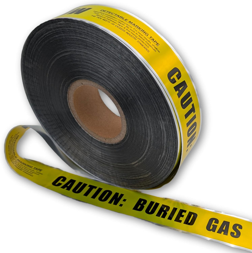 ACE Supply Detectable Underground Gas Line Tape - Detectable Underground Tape - 2 Inch x 1000 Ft Length, 5 Mil - Buried Gas Line Tracer for Utility Marking