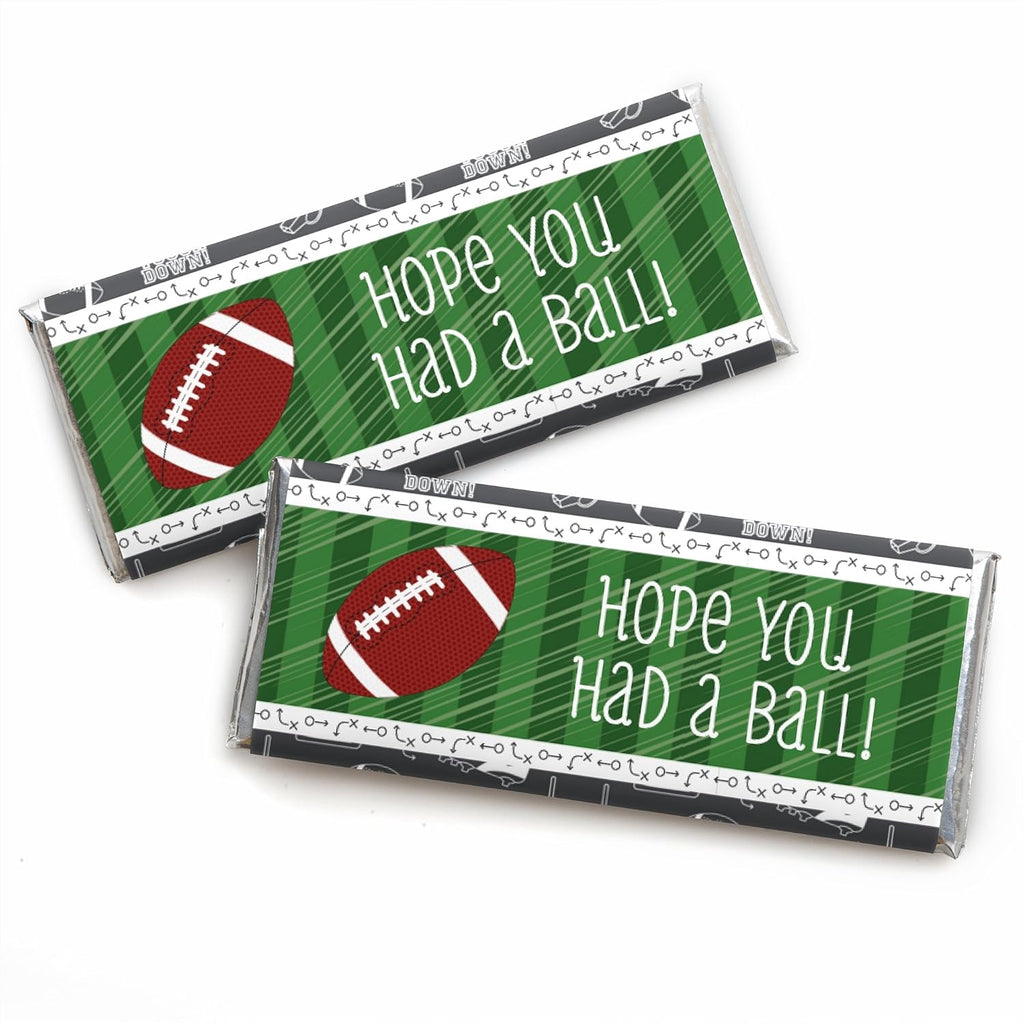 Big Dot of Happiness End Zone - Football Candy Bar Wrappers Baby Shower or Birthday Party Favors Set 24