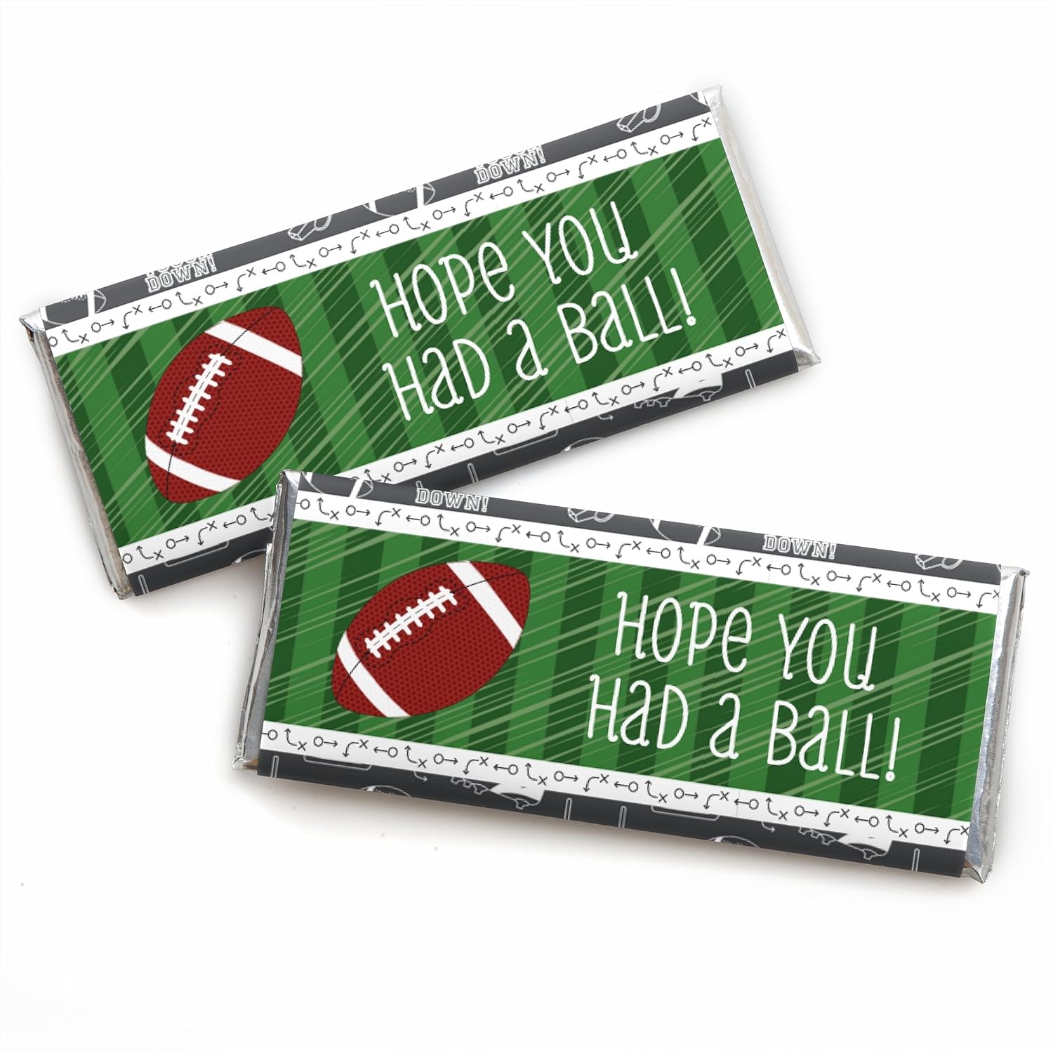 Big Dot of Happiness End Zone - Football Candy Bar Wrappers Baby Shower or Birthday Party Favors Set 24