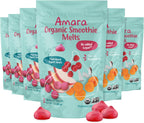 Amara Smoothie Melts - Carrot Raspberry - Baby Snacks Made With Fruits and Vegetables - Healthy Toddler Snacks For Your Kids Lunch Box - Organic Plant Based Yogurt Melts - 6 Resealable Bags