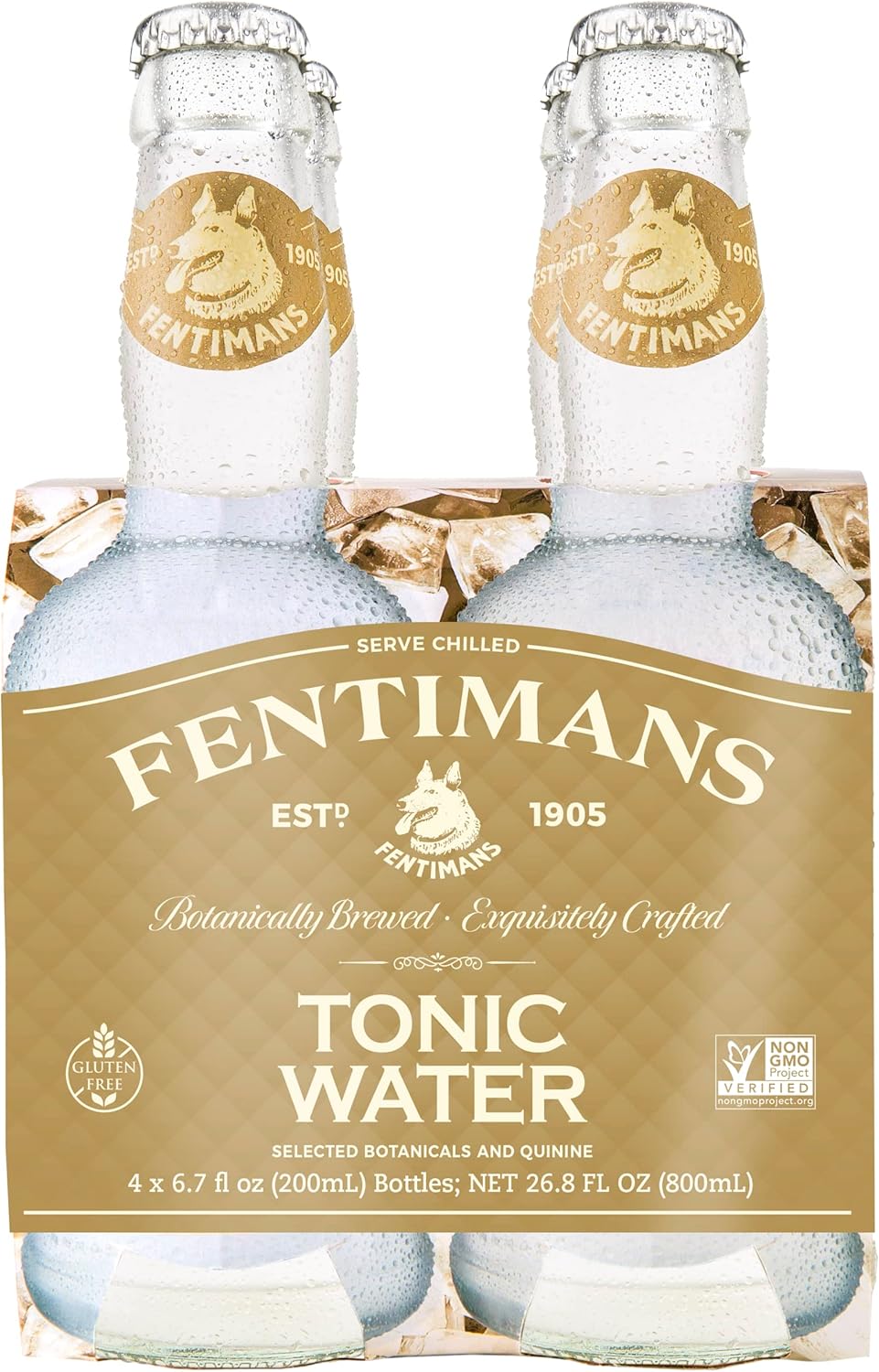 Fentimans Sparkling Tonic Water - Crafted Tonic Water with Quinine, All Natural Mixer, No Artificial Flavors, Preservatives or Sweeteners, Craft Soda, Botanically Brewed - 6.7 Fl Oz (Pack of 4)