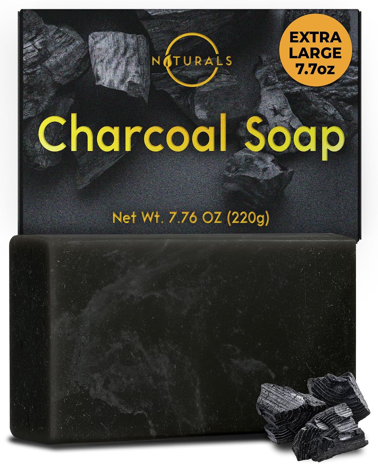 O Naturals Activated Charcoal Soap Bar for Men and Women - Detoxifying, Moisturizing, and Vegan - 4 oz