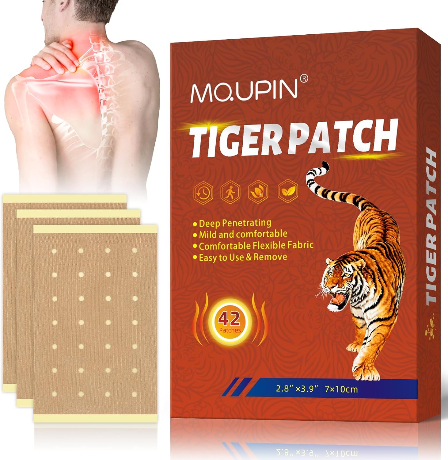 42PCS Tiger Patch, Chinese Tiger Back Heat Patches Ultra Strength for Muscle Joint of Knee Shoulder and Neck