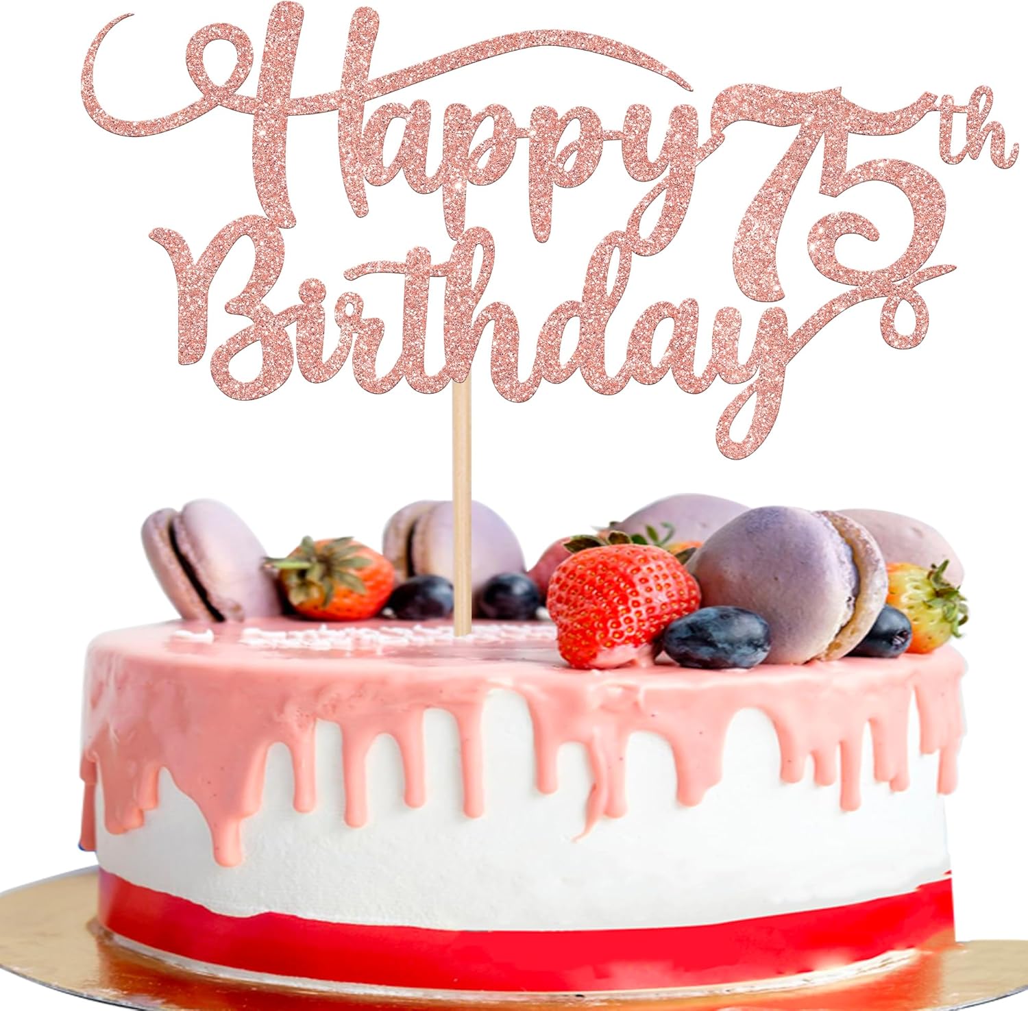 Rsstarxi 1 Pack Happy 75th Birthday Cake Topper Glitter Number 75 Seventy Five Years Old Birthday Cake Pick Decoration for Celebrating 75th Birthday Anniversary Party Supplies Rose Gold