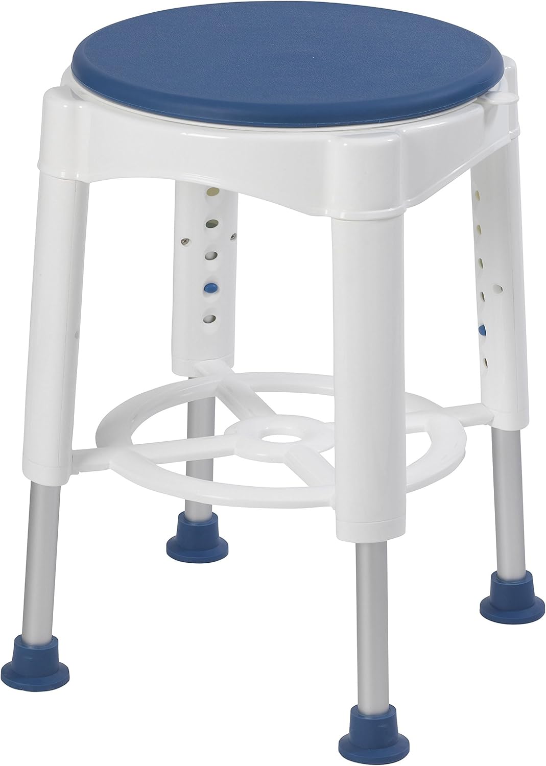 Drive Medical Bath Stool With Padded Rotating Seat, White with Blue Seat