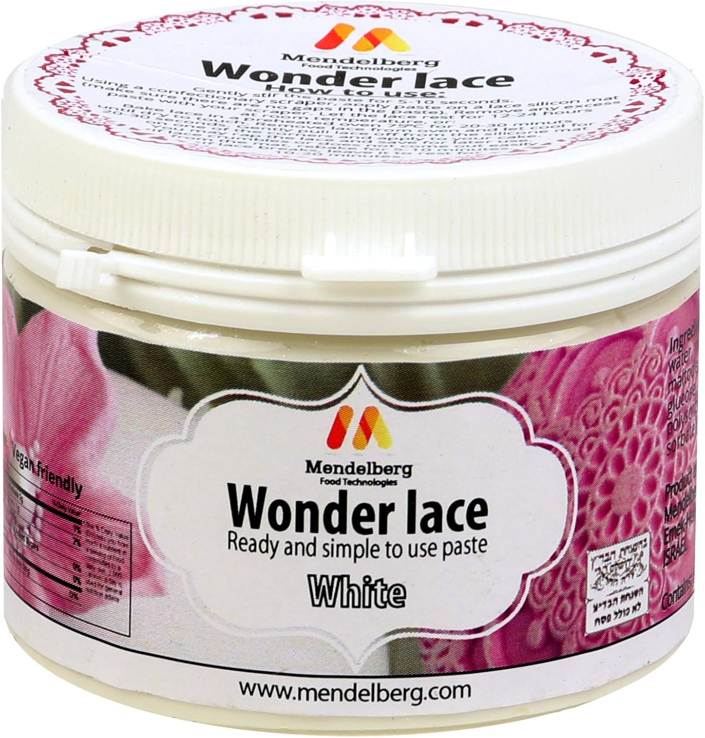 Mendelberg Wonder Lace Edible Lace Paste, White 5.2 Fluid Ounces