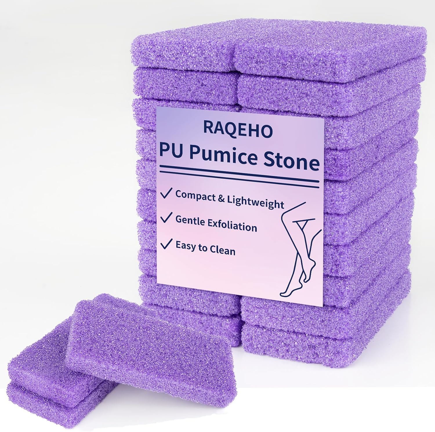 20 Small Pumice Stone for Feet - 3.6 X 1.8 X 0.47 Inch Purple Foot Pumice Stone Foot Filer Pedicura Scrubber for Callus Removal Foot Care Spa Productos for Dark Elbows Hard Skin Exfoliating