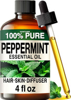 100% Pure Peppermint Oil - 4 Fl Oz Peppermint Essential Oil for Hair, Skin, Diffuser, Aromatherapy & DIY Soap Making Scent
