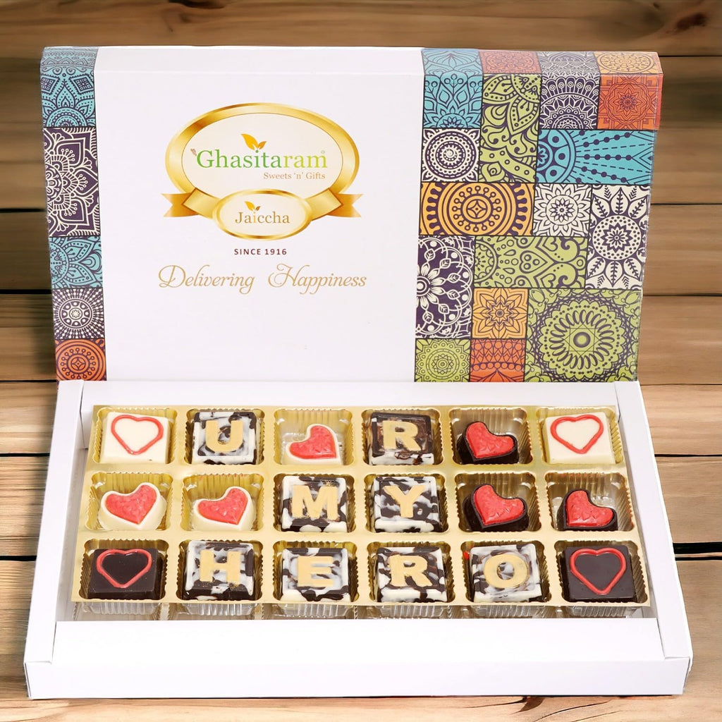 Jaiccha Ghasitaram Valentines Gift for Girlfriend/Boyfriend/Husband and Wife U R My Hero Chocolates Box
