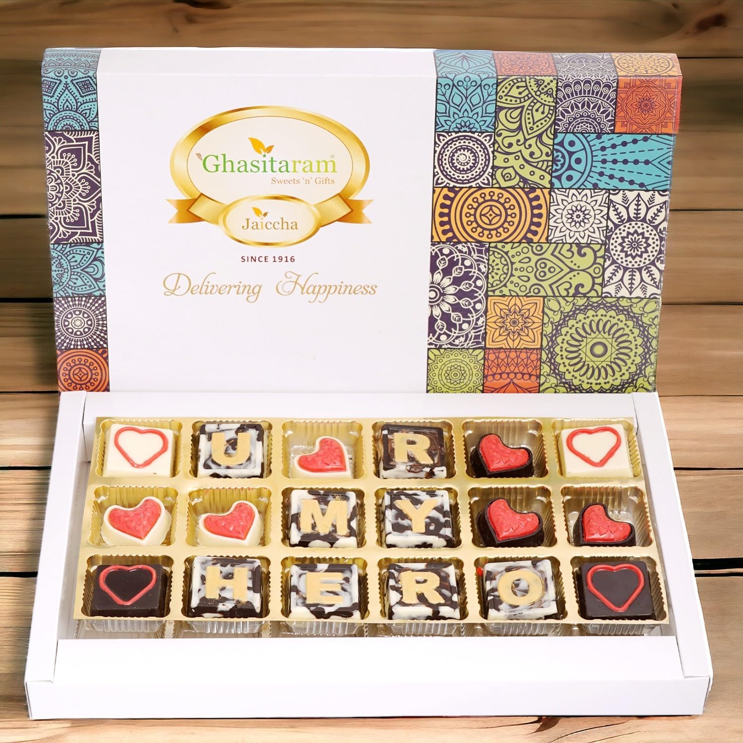 Jaiccha Ghasitaram Valentines Gift for Girlfriend/Boyfriend/Husband and Wife U R My Hero Chocolates Box