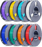 250g PLA Filament 1.75mm Bundle, SUNLU 3D Printer Filament Neatly Wound, Individually Vacuum Packed, 250g Spool, 8 Rolls, White+Red+Orange+Yellow+Green+Blue+Cyan+Purple