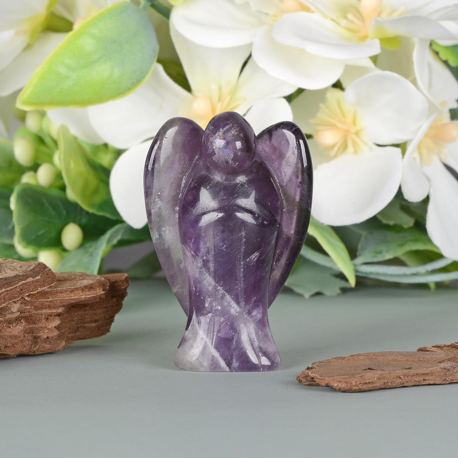 Amethyst Original Pocket Guardian Angel Healing Stone Crafts Figurine Gemstone Decoration 1.5 Inches