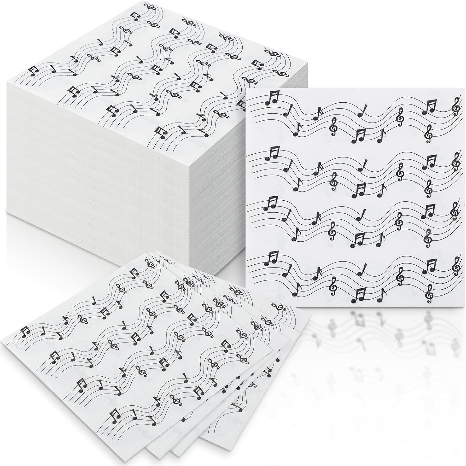 60 Pcs Music Note Cocktail Paper Napkins 6.5 x 6.5 Inches Disposable Paper Napkins Dessert Beverage Tissue for Decoupage Luncheon Tissue for Theme Party Wedding Birthday Party