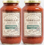 Fiorella's Tomato Basil Pasta Sauce - Tomato Sauce Made with Fresh Ingredients - Seed Oil Free, No Sugar Added, Vegan, Gluten Free, No Preservatives Added, Reduced Sodium, Pasta Sauce, 25 Oz (Pack of 2)