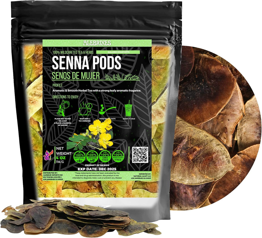 Alebrixes | Senna Pods Herbal Tea (4oz)| Premium Quality Whole Senna Pods Tea | Te Senos de Mujer Vainas Hoja Sen | Wildcrafted.