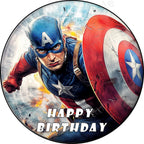 7.5x Inch Edible Cake Toppers –Super Soldier America Themed Birthday Party Collection of Edible Cake Decorations