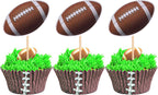 36 PCS American Football Cupcake Toppers Rugby Ball Cupcake Picks Sports Ball Theme Cake Decorations for Super Bowl Sports Theme Baby Shower Kids Boys Girls Birthday Party Supplies