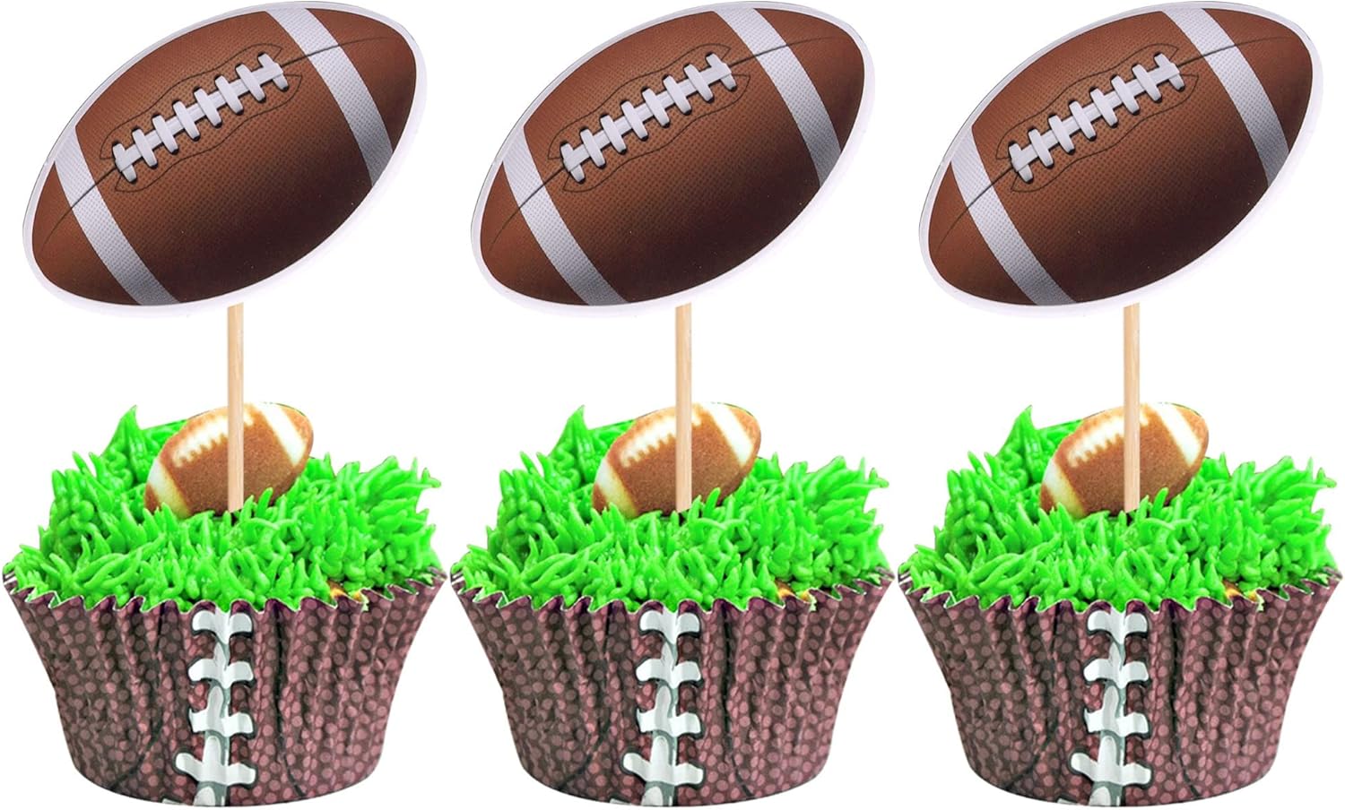 36 PCS American Football Cupcake Toppers Rugby Ball Cupcake Picks Sports Ball Theme Cake Decorations for Super Bowl Sports Theme Baby Shower Kids Boys Girls Birthday Party Supplies