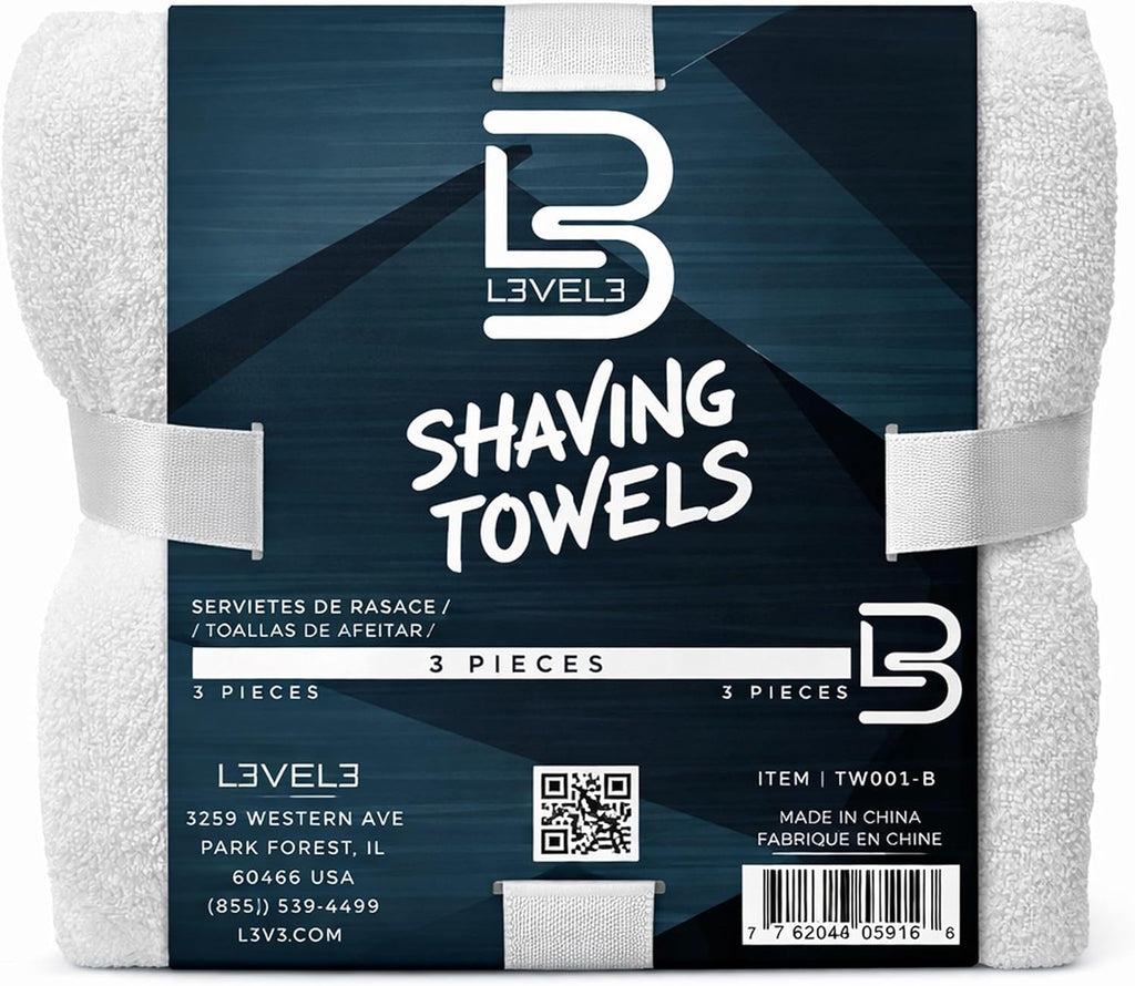 Level 3 Face Towels - Barber and Salon Hair Stylist White Cotton Cloth - Soft, Light and Absorbent
