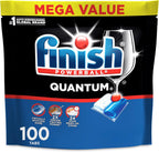 Finish Quantum Dishwasher Pods, No Pre-Rinse Dishwasher Detergent Soap Removes 24HR Dried-On Stain and Grease, Leaving a Virtually Spotless Shine, Unscented, 100 Count