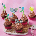 Femade Tennis Collection Cupcake Toppers,Trophy,Tennis,I Love Tennis Sign, Funny Kit Ball games Cupcake Toppers, Sport Theme Party Supplies.18 Pcs