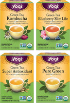 Yogi Tea - Green Tea Variety Pack - 16 Tea Bags Per Pack (4 Pack) - Supports Overall Health & Vitality - Sampler Includes Four Assorted Green Teas - Caffeinated Organic Teas
