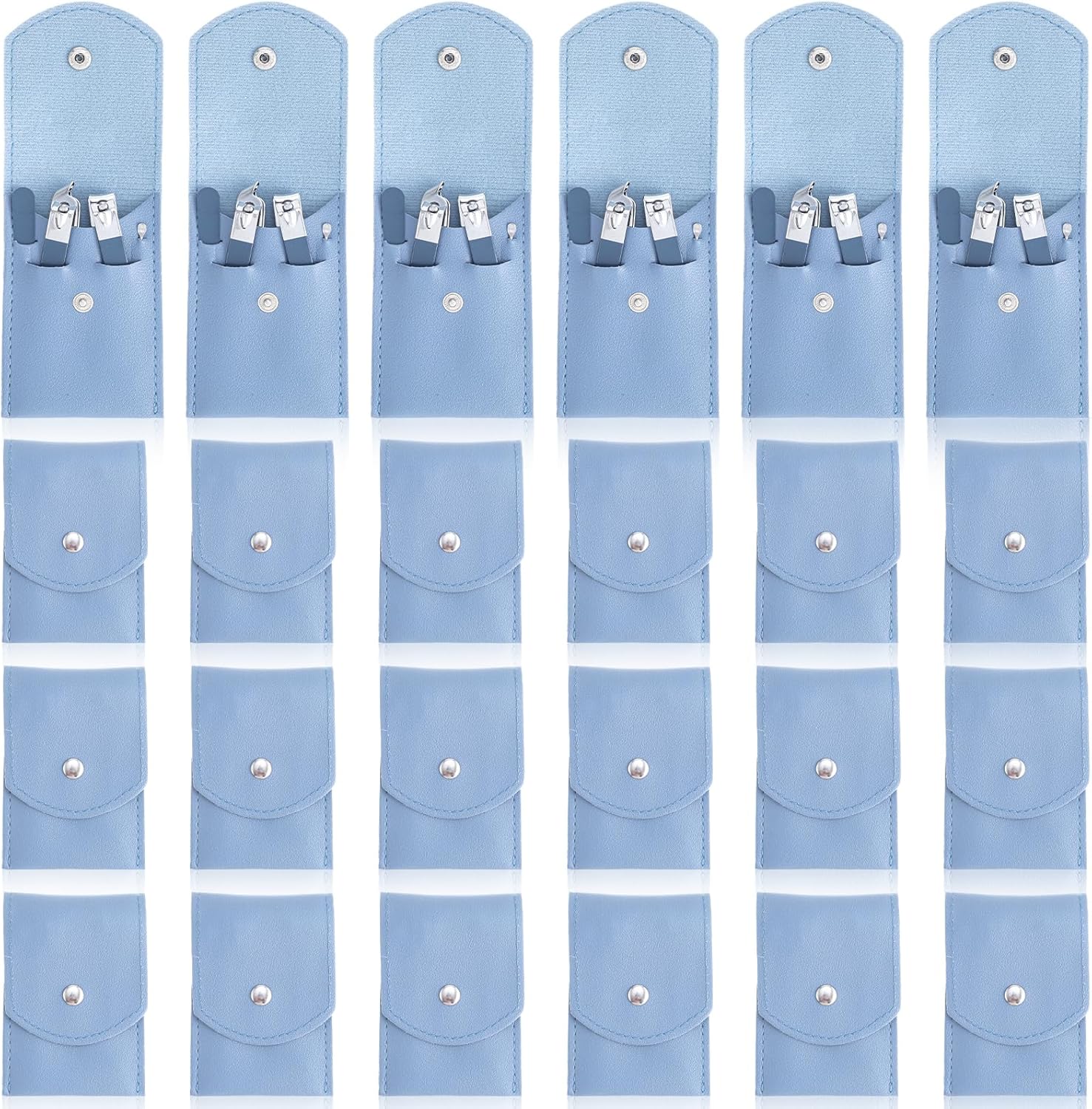 24 Sets Manicure Set Bulk, 4 in 1 Stainless Steel Fingernail Clippers Kit Nail Cutter Trimmers with Travel Case, Professional Pedicure Tools for Personal Care, Gifts, Travel and Home Use, Blue
