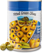 Premium Pitted Green Olives from Israel - 19 oz Canned Olives for Salads, Pizzas, Appetizers & Mediterranean Dishes, No Preservatives