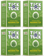 TICK TOCK TEAS Organic Rooibos Tea, Green Tea, Naturally Caffeine Free Red Bush Herbal Tea, Rich in Anti-Oxidants, South African, Superfood - 40 Count (Pack of 4), Packaging May Vary