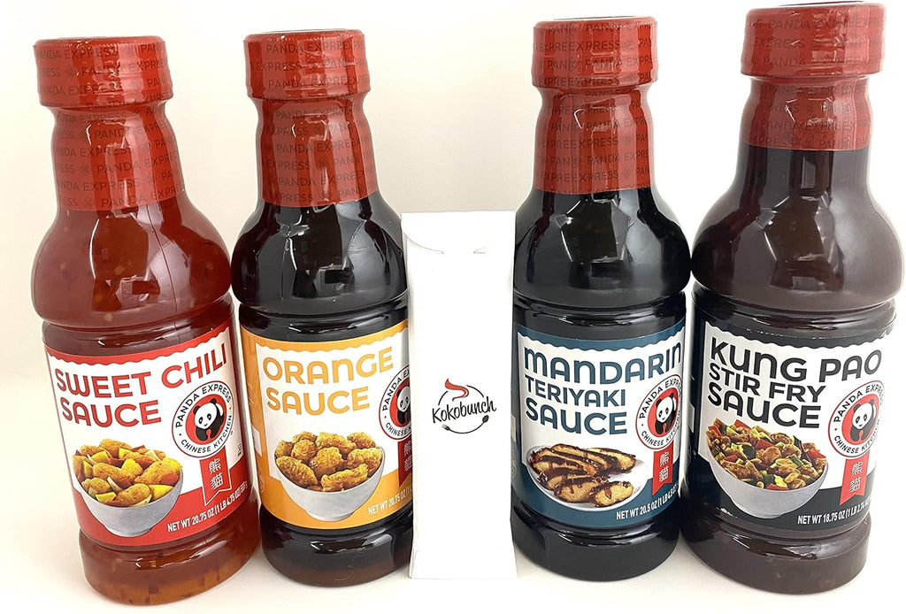 Panda Expess Gourmet Chinese Sauce Variety Bundle | Sweet Chili | Orange Chicken | Mandarin Teriyaki | Stir Fry With Kokobunch Kit 4 PACK