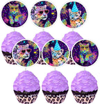Cheereveal 36 Pieces Rainbow Cheetah Cupcake Toppers for Boys Girls - Leopard Print Cupcake Picks, Jungle Safari Animal Birthday Party Baby Shower Decorations