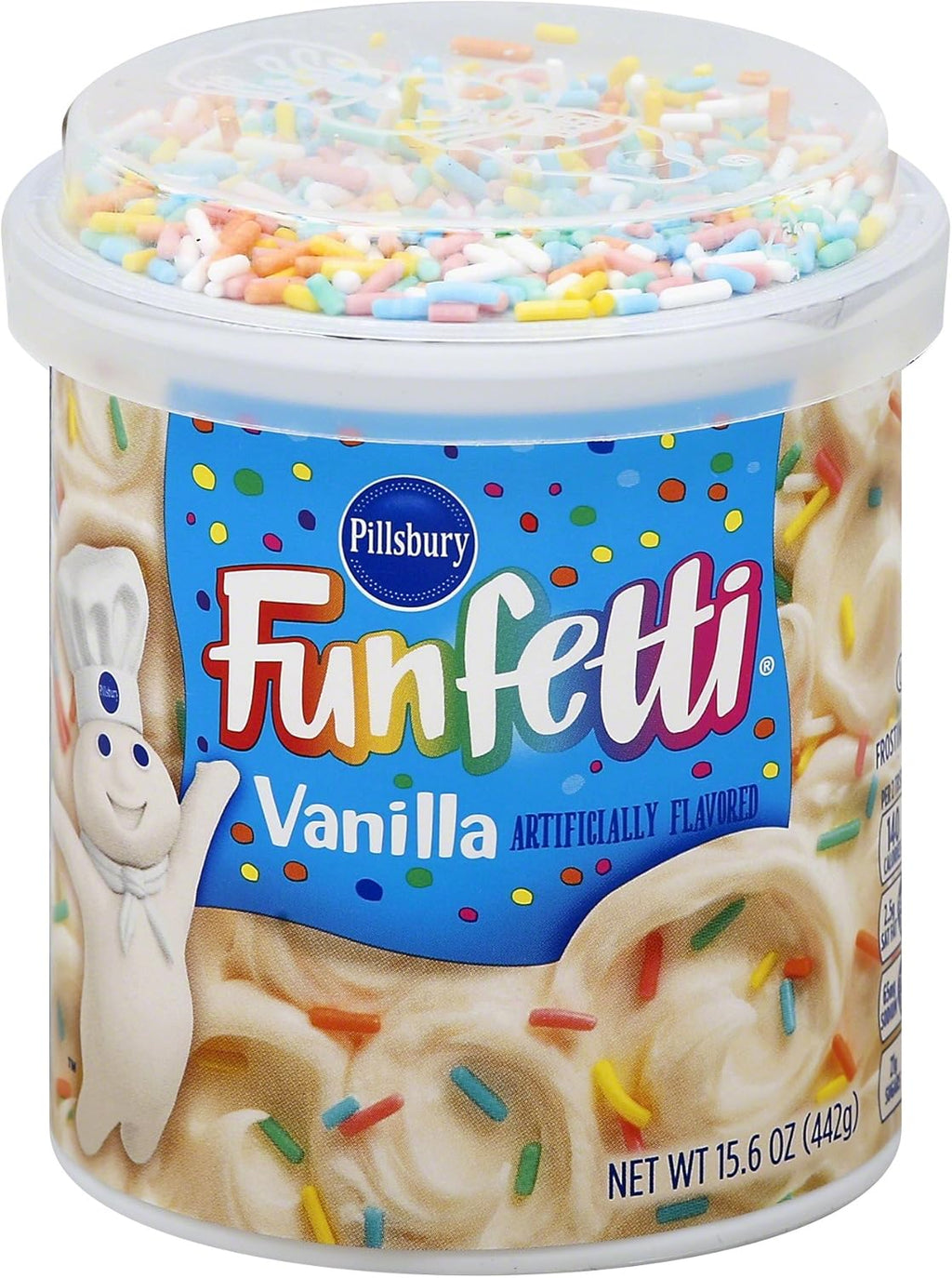 Pillsbury Funfetti Frosting, Vanilla, 15.6 oz