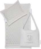 UNMERA Acupressure Mat and Pillow Set,Natural Eco Linen & Coconut Fiber Filling,for Back/Neck Pain Relief, Sciatic, Headache and Muscle Relaxation, Comes with Carrying Bag