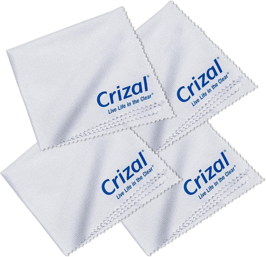 Crizall Eyeglass Cleaning Cloths – 4 Pack Premium Microfiber – Safest Cloth for AR Lenses – #1 Doctor Recommended for Eyeglasses, Screens & Cameras