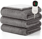 Homemate Heated Blanket Electric Throw - 50"x60" Heating Blanket Throw 1/2/4/6/8 Hours Auto-Off 10 Heat Levels Over-Heat Protection Soft Flannel Sherpa Heater ETL Certification